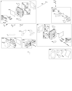 Cylinder Head Group Diagram and Parts List for 61E877-0109-J1 400000 - 699999 Briggs and Stratton Engine